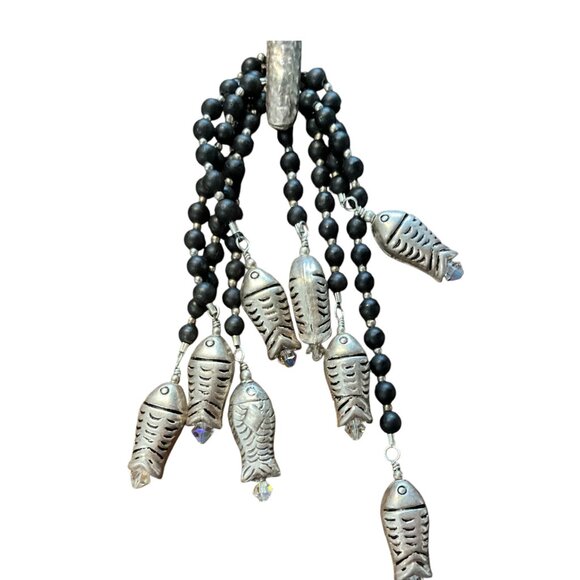 Vintage Turquoise & Silver Starfish Pendant Necklace With Fish Charms - Picture 5 of 9